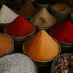 Colorful spices in bowls